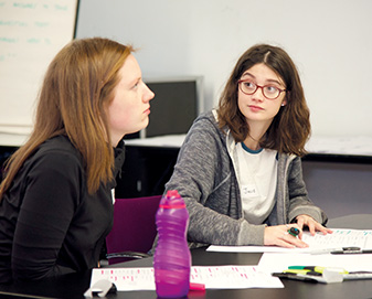 Girls in a classroom setting