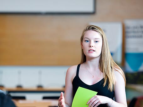 Young woman in a classroom setting